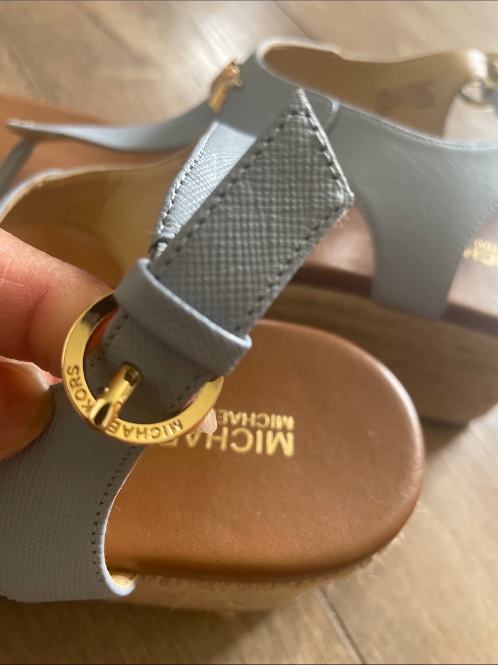Michael Kors Light Blue MK Logo Espadrille Wedge Sandals - Picture 6 of 8